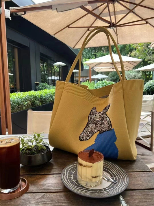 Eco friendly knit tote bag for women