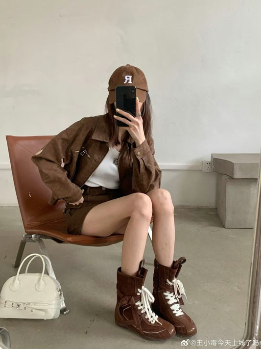 Boho-Chic Suede High-Top Boots – Bold & Stylish for Fall/Winter