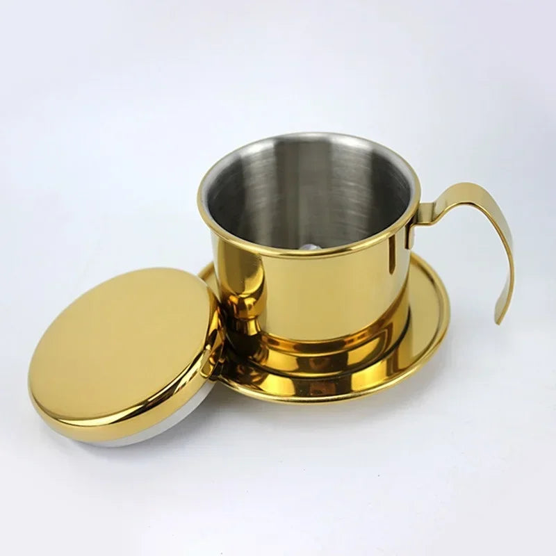 Vietnamese Pot 304 Stainless Steel Hand-pour Pot Drip Coffee Pot Hand Brewing Pot Filter Drip Filter Office Coffee Brewing Tool