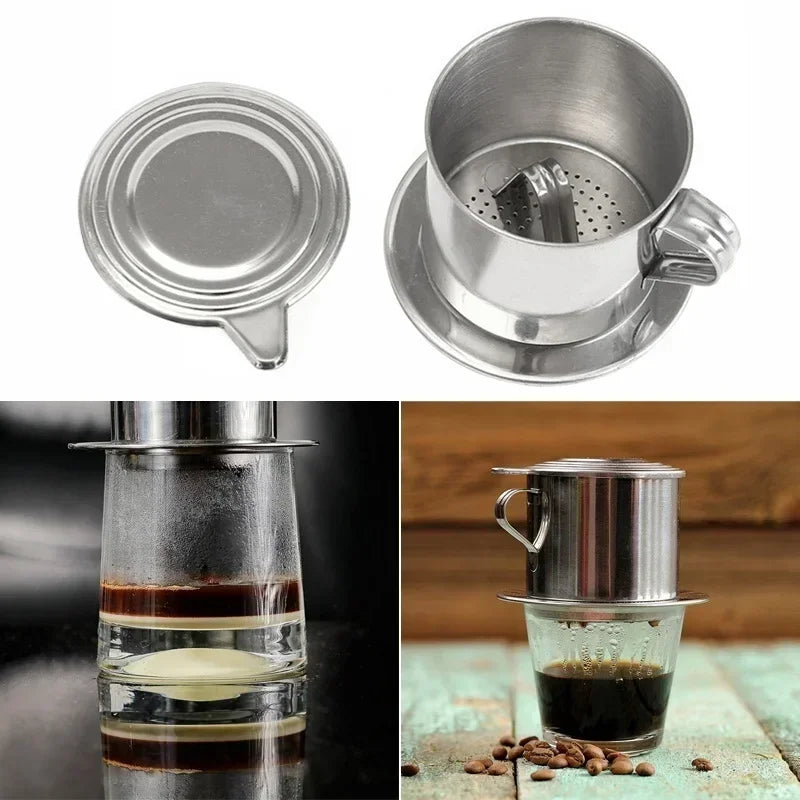 Portable Coffee Drip Strainer Kitchen Tools Stainless Steel Coffee Filter Infuse Cup Vietnamese Coffee Dripper Maker Pot