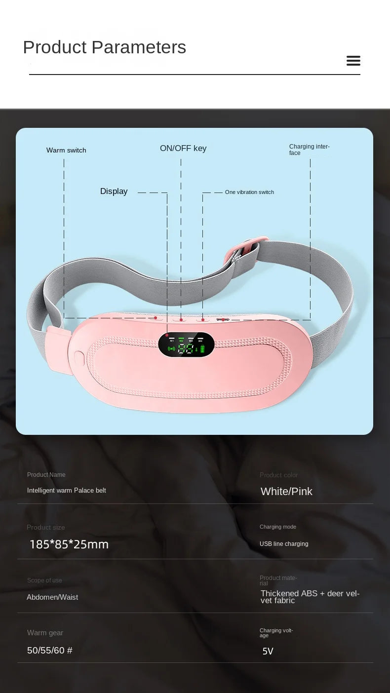 Massage Belt, Girl's Warm Palace Belt, Warm Belly Warmer, Palace Warmer, Warm Abdominal Physiotherapy Instrument, Waist Menstruation Massager