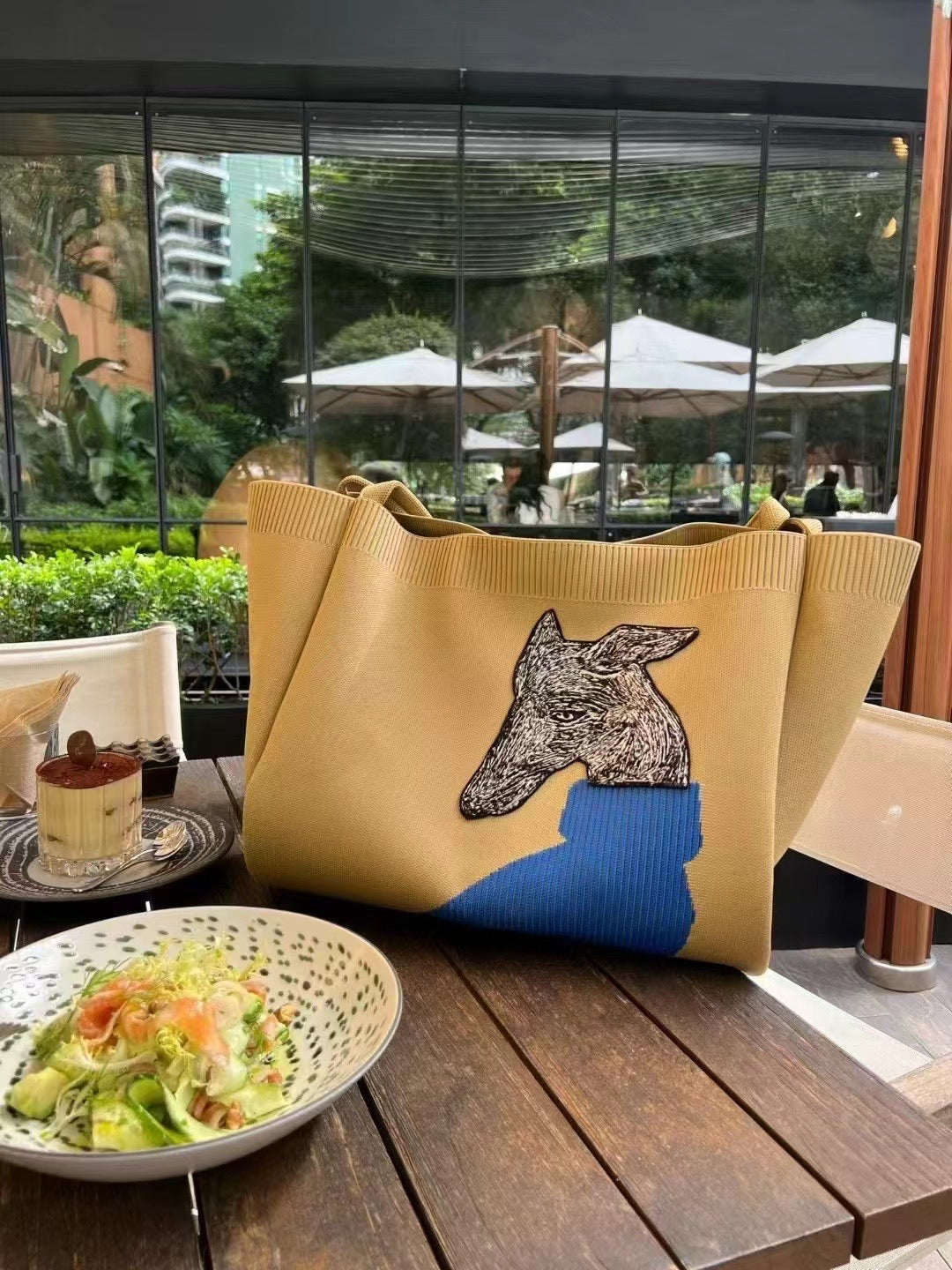 Eco friendly knit tote bag for women