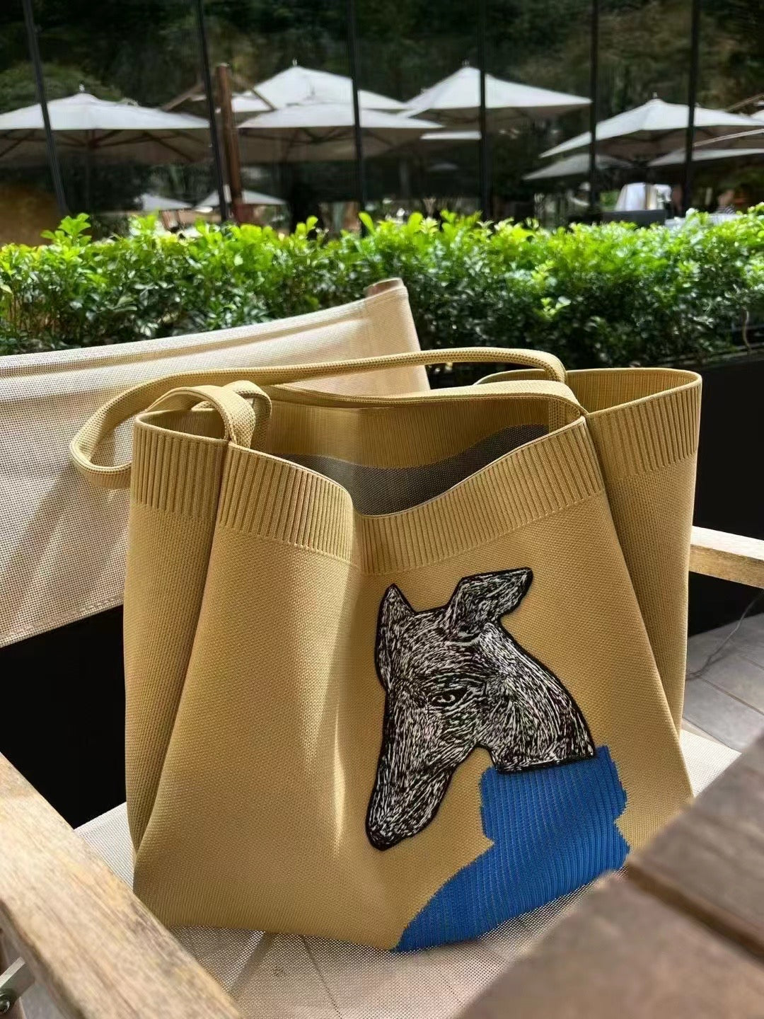 Eco friendly knit tote bag for women