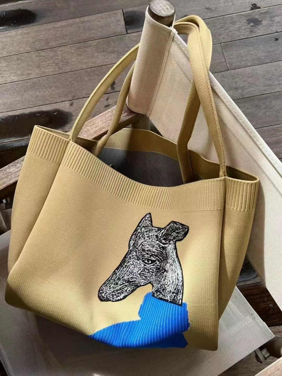 Eco friendly knit tote bag for women