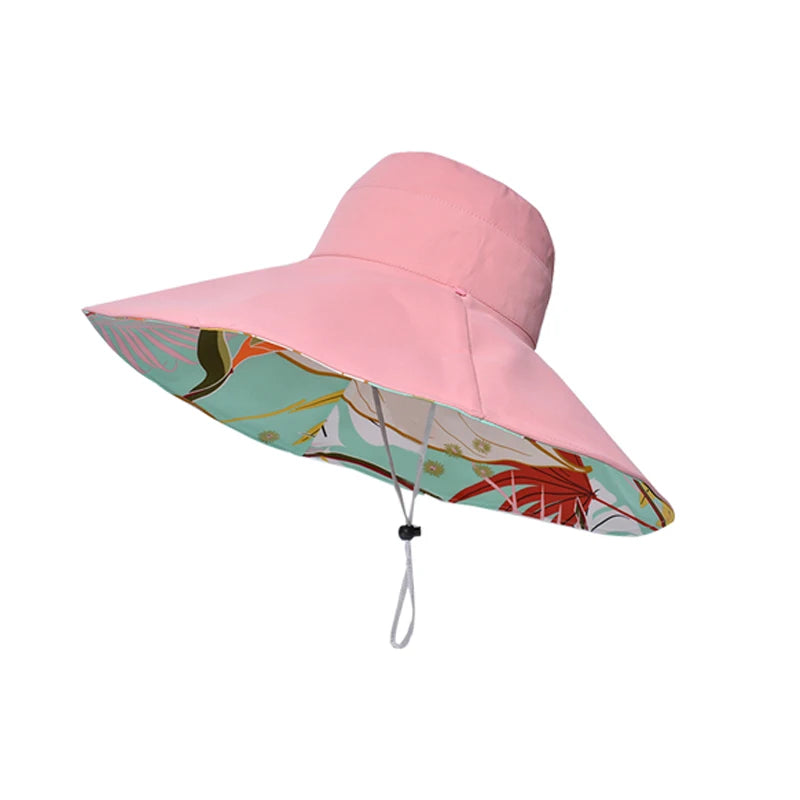 European and American Cross border Women's New Double sided Fisherman Hat Summer Enlarged brim Sun hat