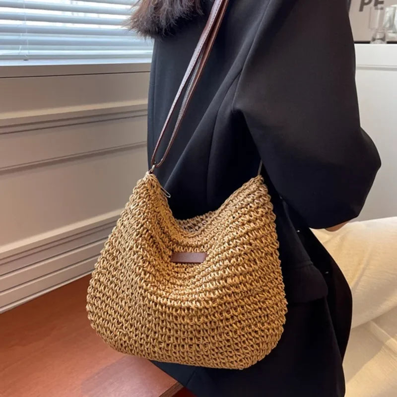Ladies Fashion Summer Straw Crossbody Bag