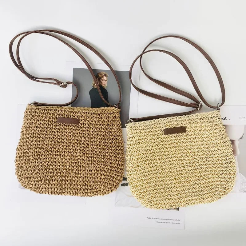 Ladies Fashion Summer Straw Crossbody Bag