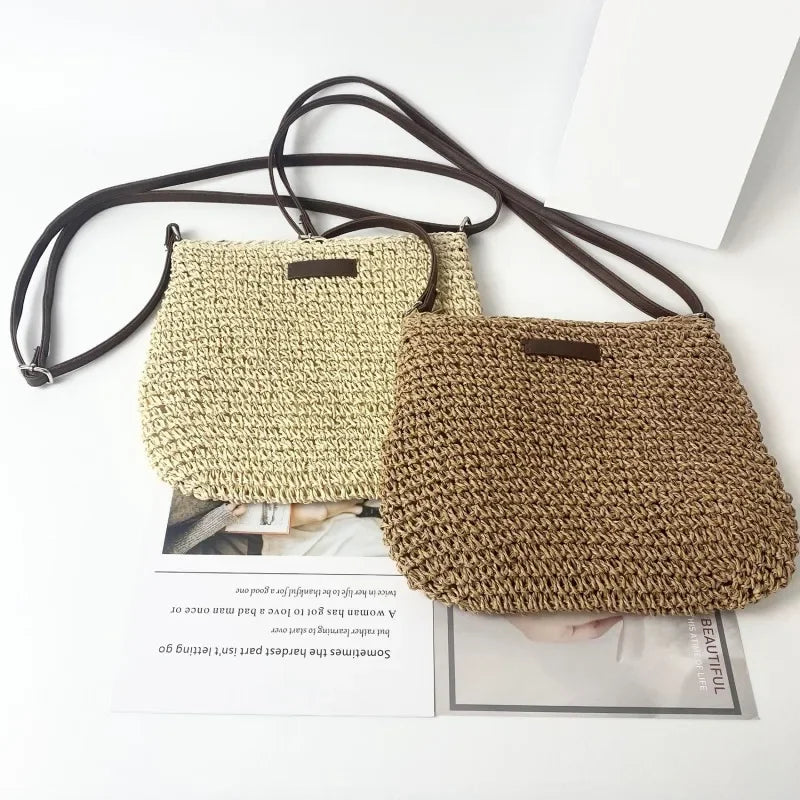 Ladies Fashion Summer Straw Crossbody Bag