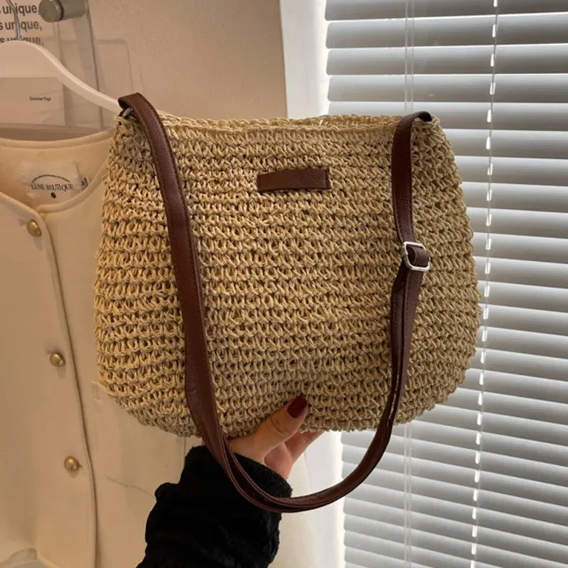Ladies Fashion Summer Straw Crossbody Bag