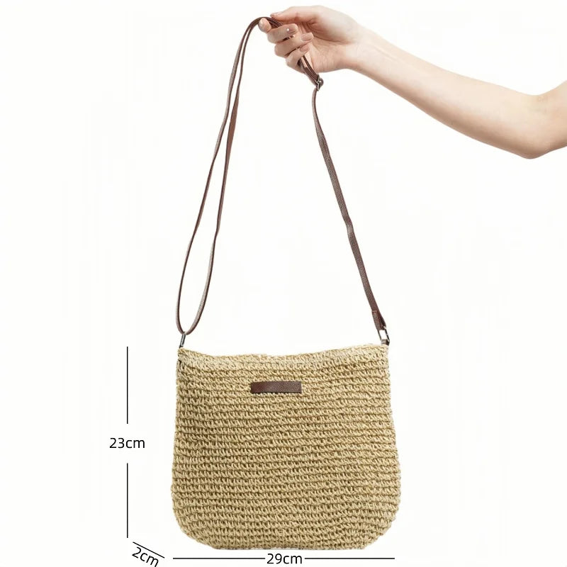 Ladies Fashion Summer Straw Crossbody Bag