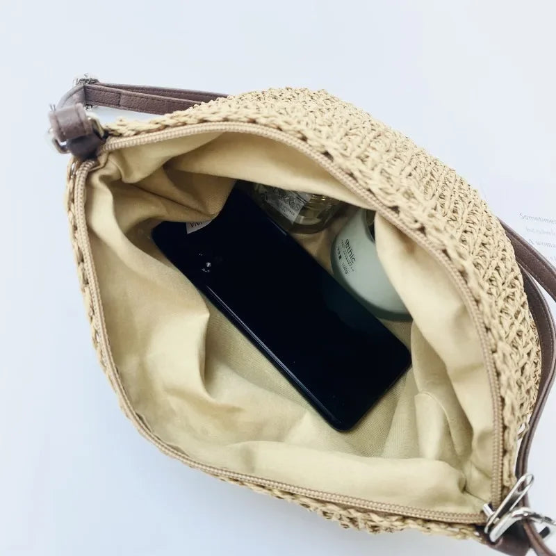 Ladies Fashion Summer Straw Crossbody Bag