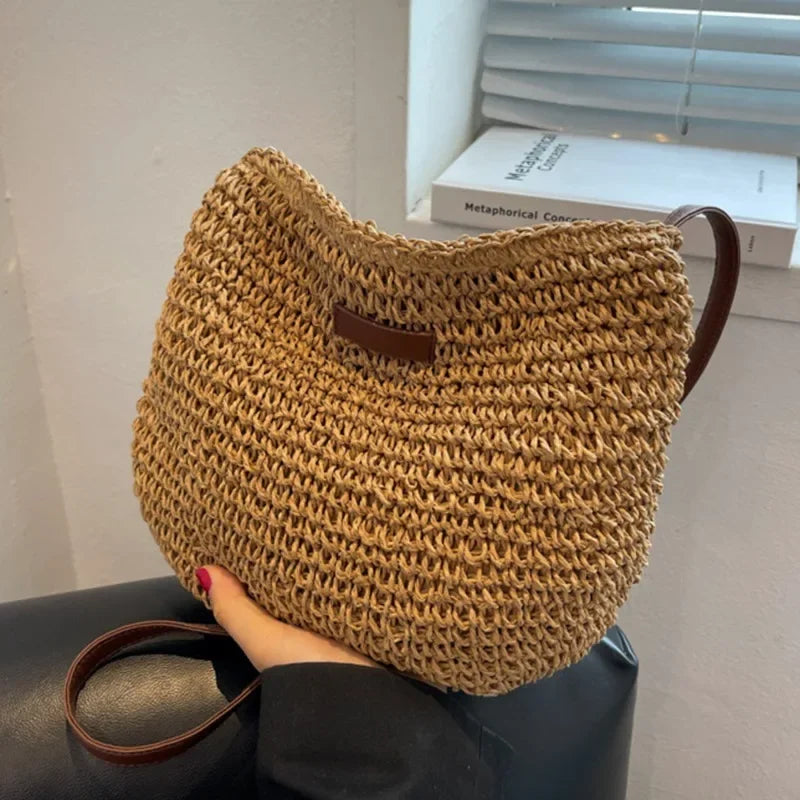 Ladies Fashion Summer Straw Crossbody Bag