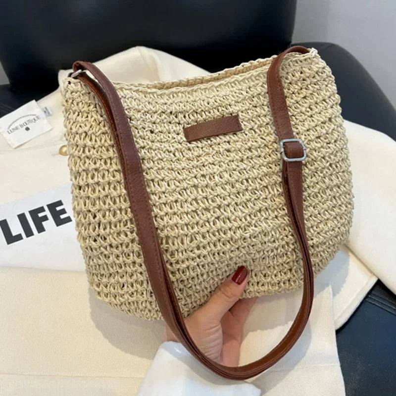 Ladies Fashion Summer Straw Crossbody Bag