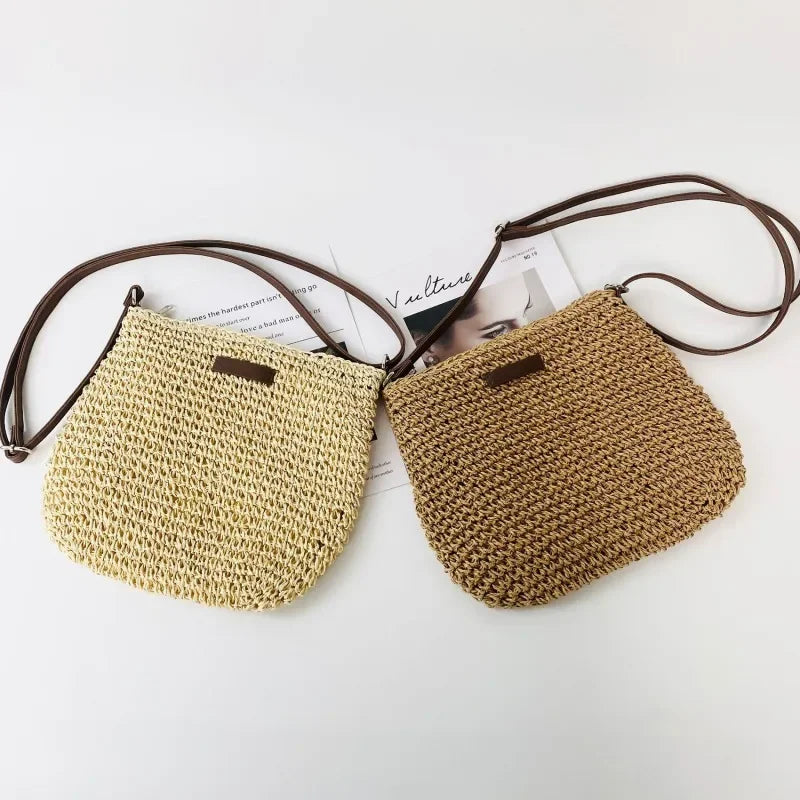Ladies Fashion Summer Straw Crossbody Bag