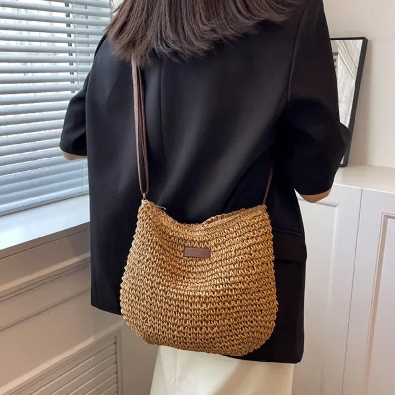 Ladies Fashion Summer Straw Crossbody Bag