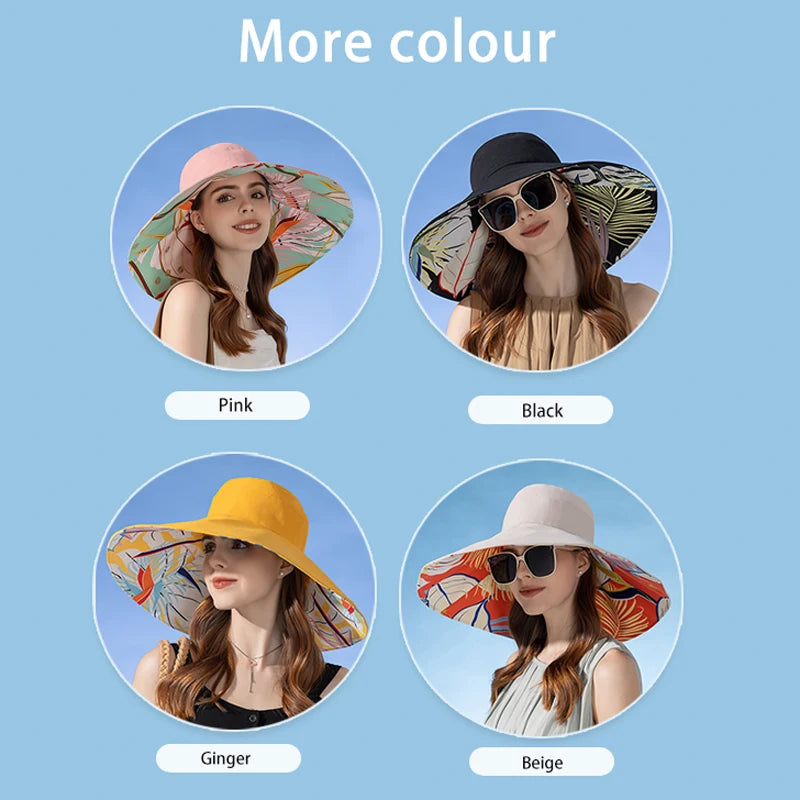 European and American Cross border Women's New Double sided Fisherman Hat Summer Enlarged brim Sun hat