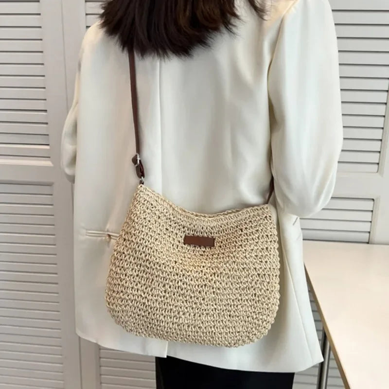 Ladies Fashion Summer Straw Crossbody Bag
