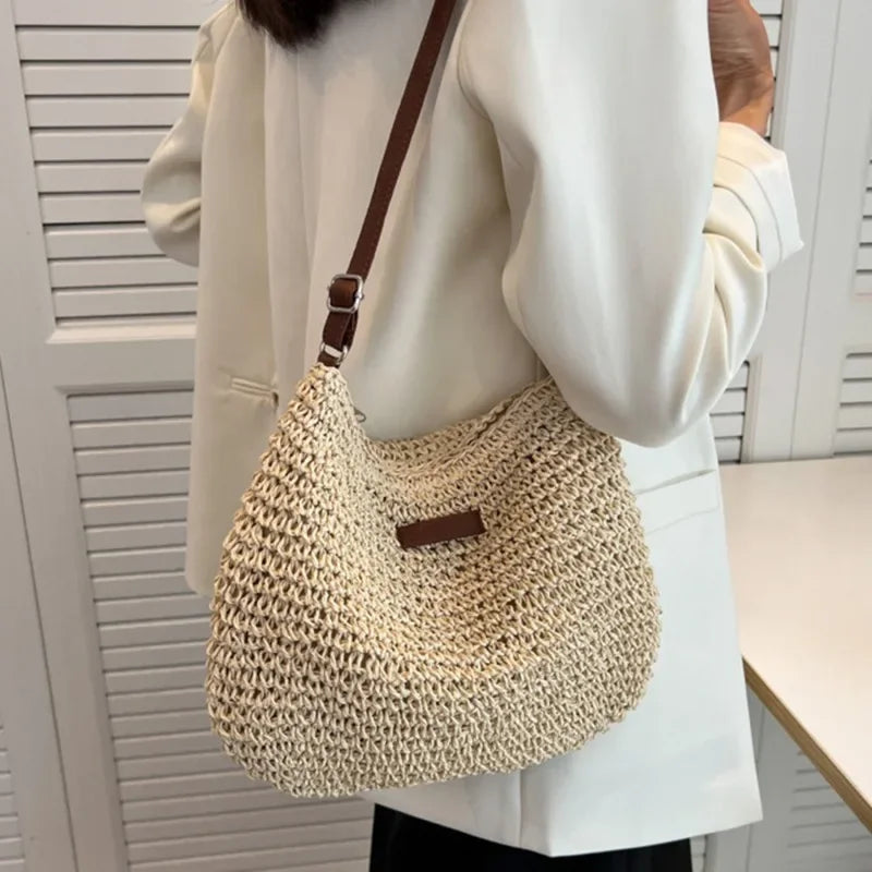 Ladies Fashion Summer Straw Crossbody Bag