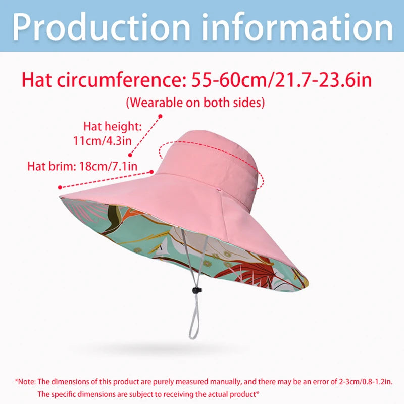 European and American Cross border Women's New Double sided Fisherman Hat Summer Enlarged brim Sun hat