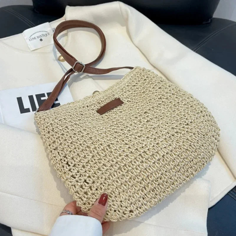 Ladies Fashion Summer Straw Crossbody Bag