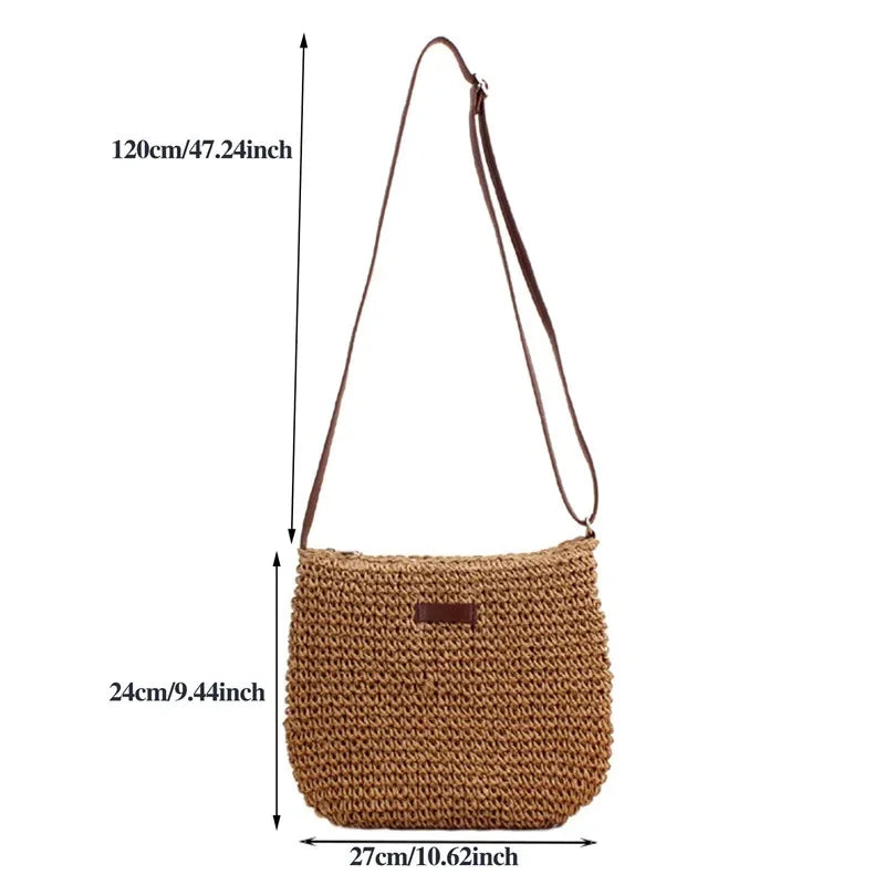 Ladies Fashion Summer Straw Crossbody Bag