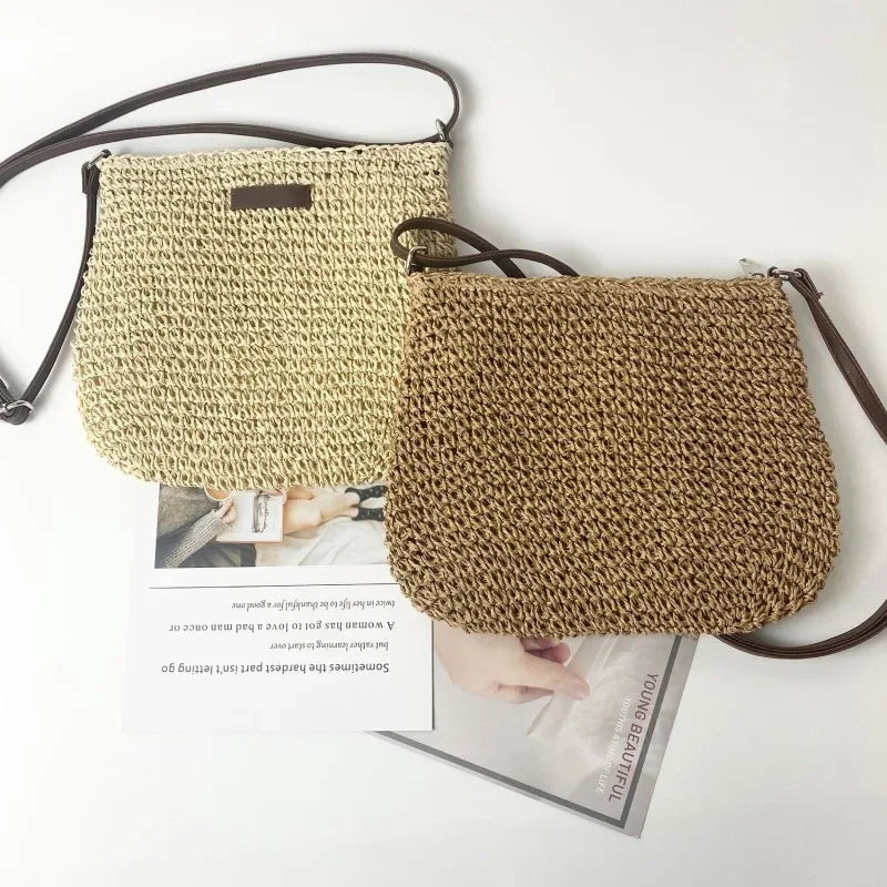 Ladies Fashion Summer Straw Crossbody Bag