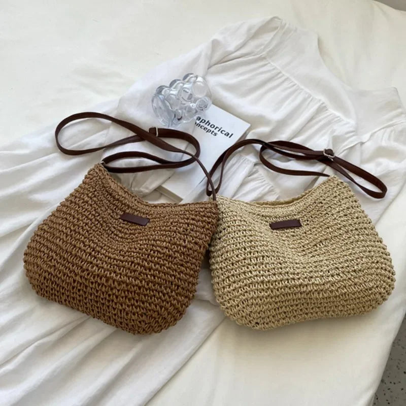 Ladies Fashion Summer Straw Crossbody Bag